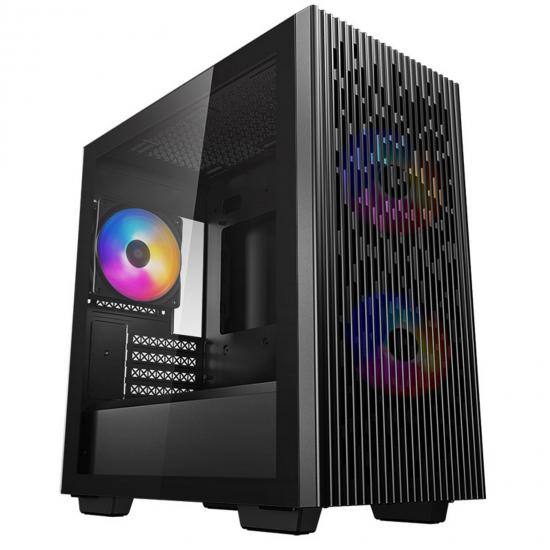 DeepCool MATREXX 40 3FS Case, Gaming, Black, Micro Tower, 1 x USB 3.0 / 1 x USB 2.0, Tempered Glass Side Window Panel, Mesh Front Panel for Optimized Airflow, Tri-Colour LED Fans, Micro ATX, Mini-ITX