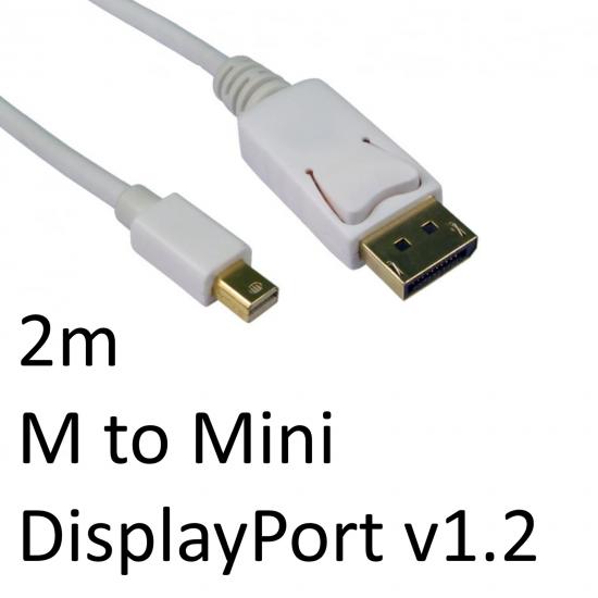 DisplayPort 1.2 (M) to Mini DisplayPort 1.2 (M) 2m White OEM Display Cable