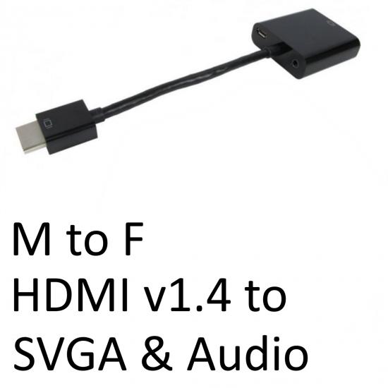 HDMI 1.4 (M) to SVGA & Audio (F) Black OEM Converter Adapter
