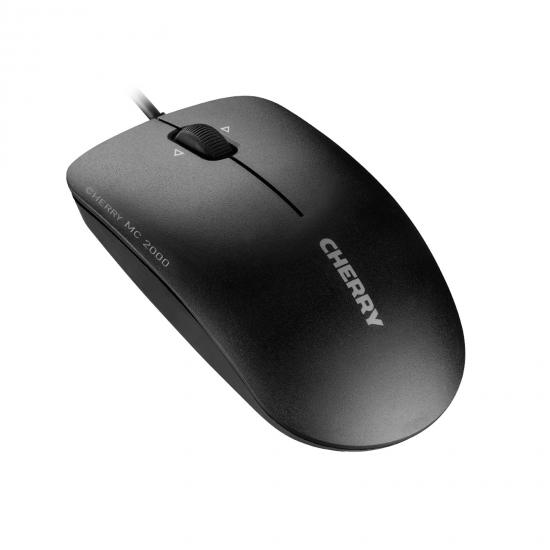 Cherry MC 2000 Wired USB Mouse, 3-Buttons and Tilt-wheel for Horizontal and Vertical Scrolling, 1600dpi with Infra-red Sensor, Ambidextrous Design for PC, Mac and Laptop, Black